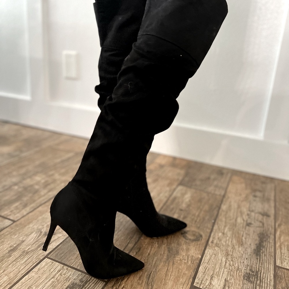 Jessica Simpson Womens Anitah Faux Suede Heels Over-The-Knee Boots